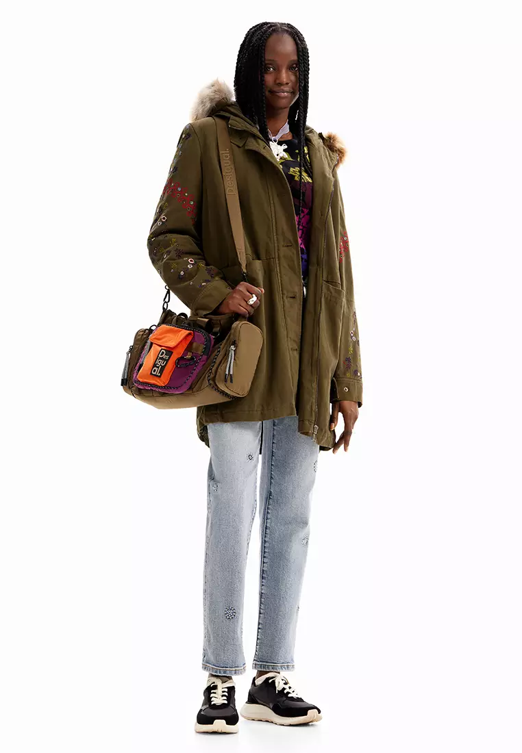 Giacca A Vento Donna Desigual Woman Woven Parka, Modello Tessuto, Stile Casual Colorato