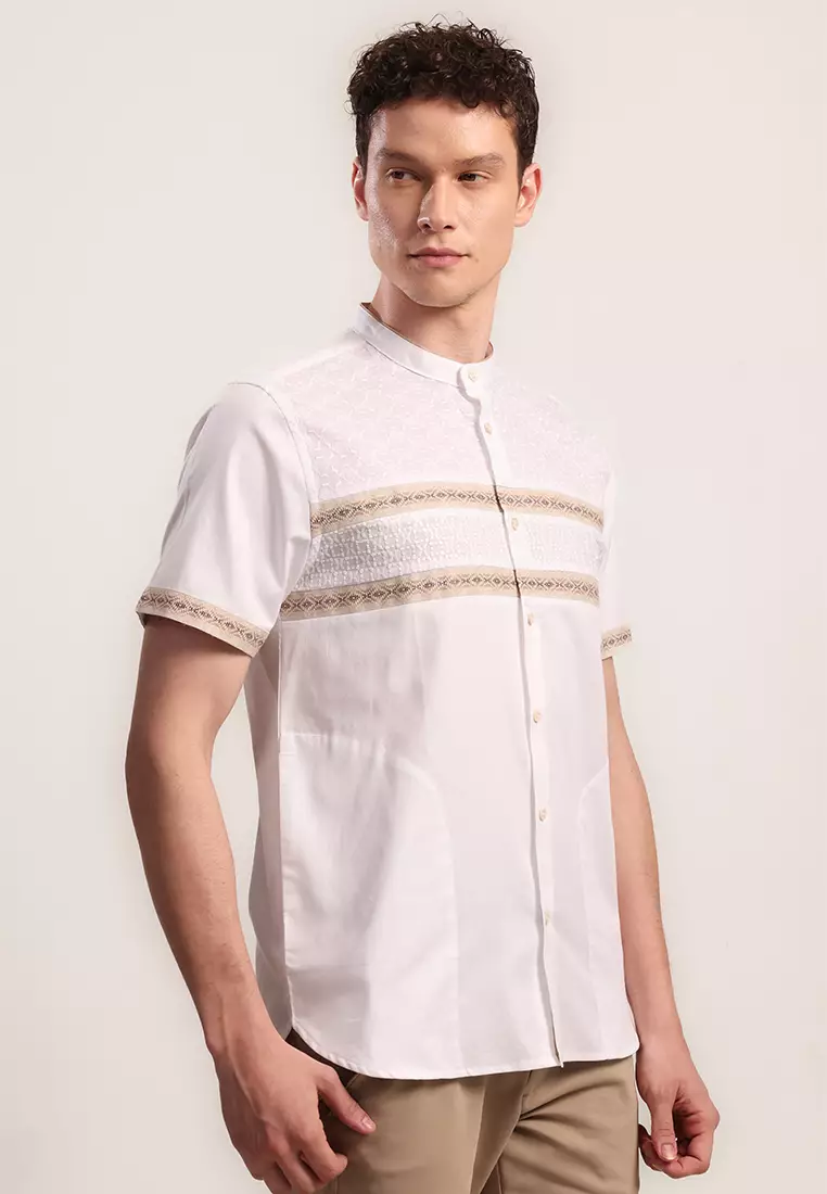 MOC Kemeja Koko Lengan Pendek Pria GHAVALI-WHITE