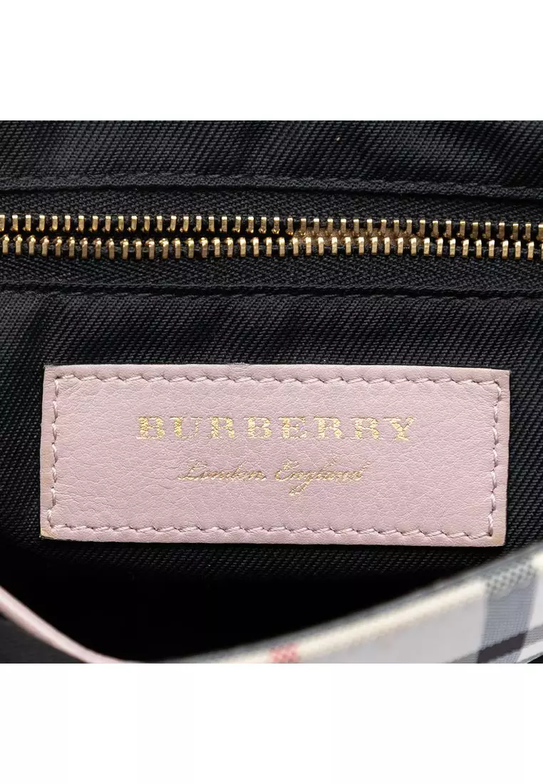 Pre-Loved Burberry Small Haymarket Check Nylon And Leather Dickens Crossbody