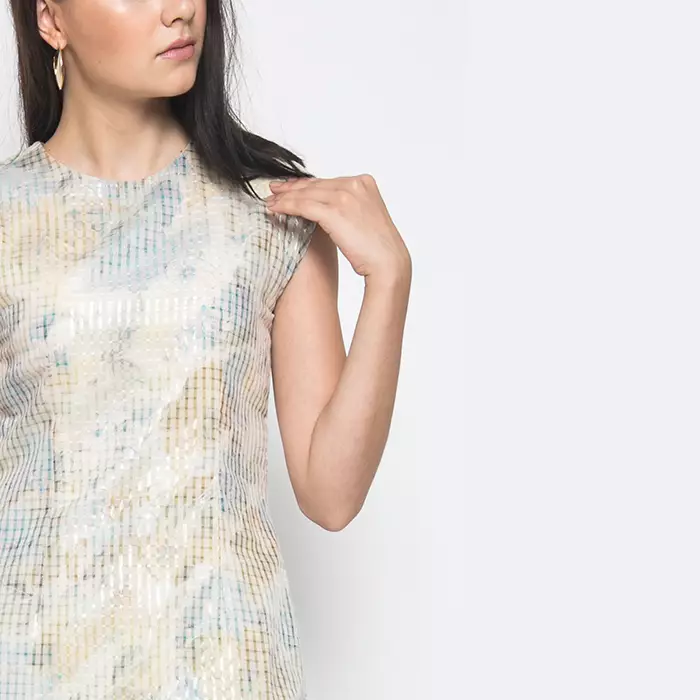 Pax Dress In Green And Cream Print