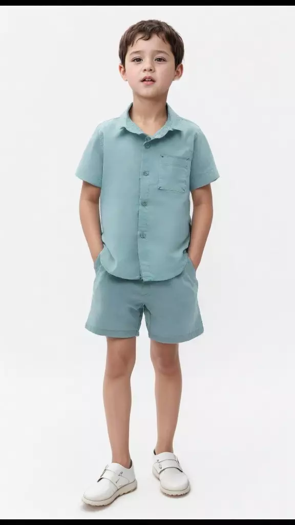Alma Kids Kemeja anak full cotton warna Tosca/Turquoise 