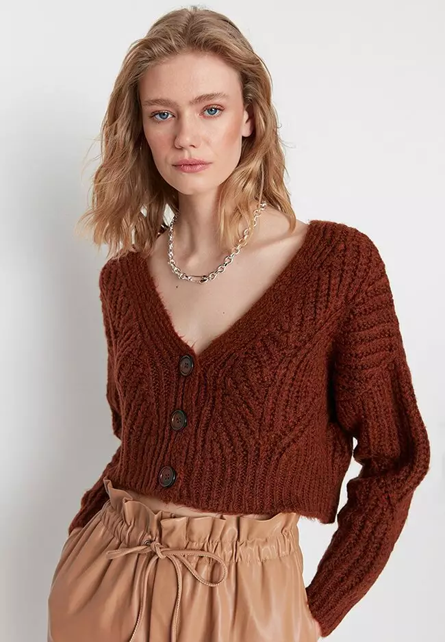 Chunky knit clearance cardigan cropped