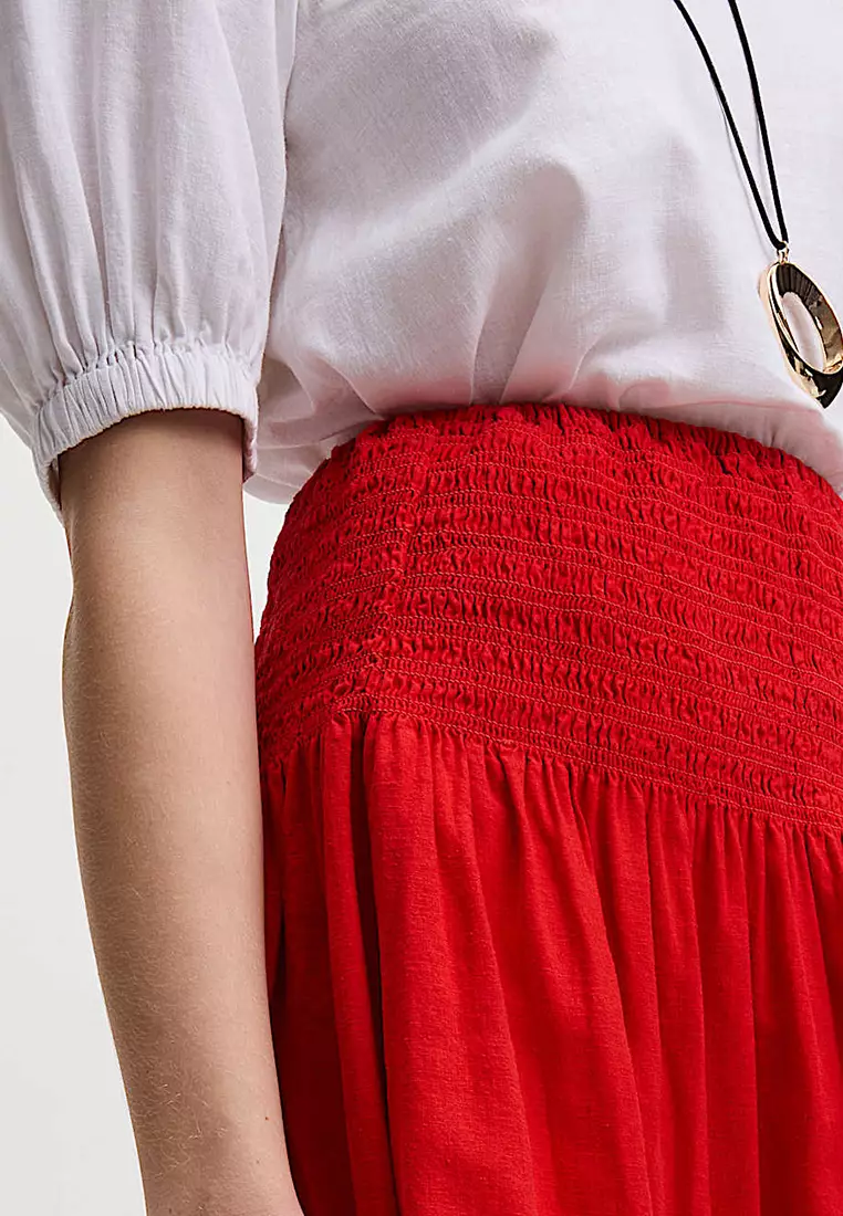 Linen Rich Maxi A-Line Skirt
