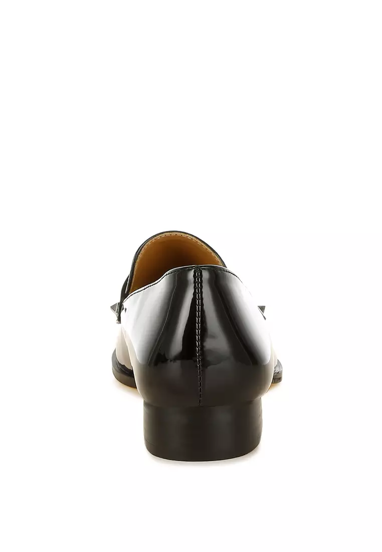 Patent Pleather Penny Loafers in Black