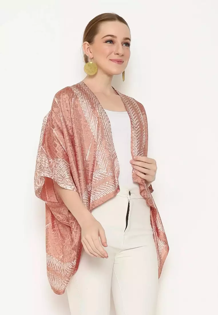 Rinjanie Batik - Bolero Kotak Caramel - Batik Tuntrum Parang Mix Ciprat - Outer Batik Wanita - Atasan Batik Wanita - Outer Batik Kekinian - Batik Cap - BKMR - CR