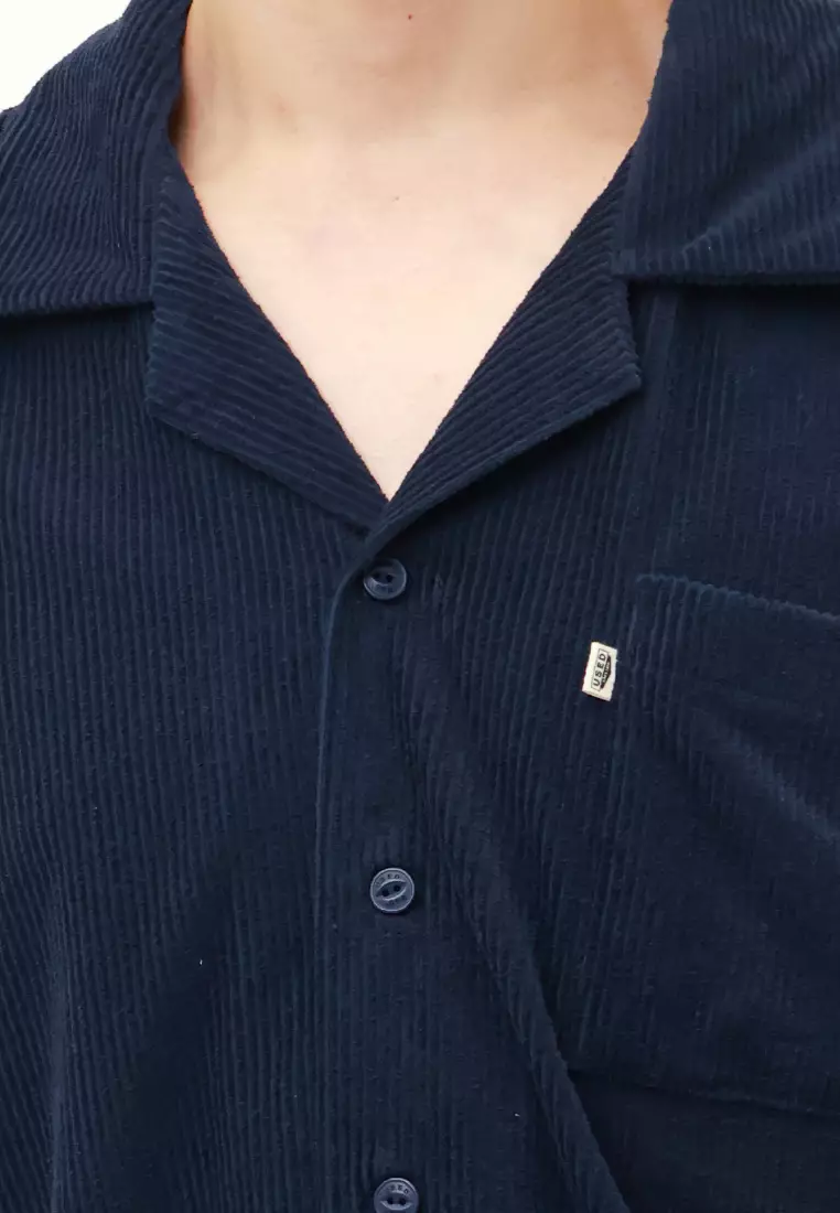 Used 1968 - Standard Kemeja Corduroy Pria Lengan Pendek Navy