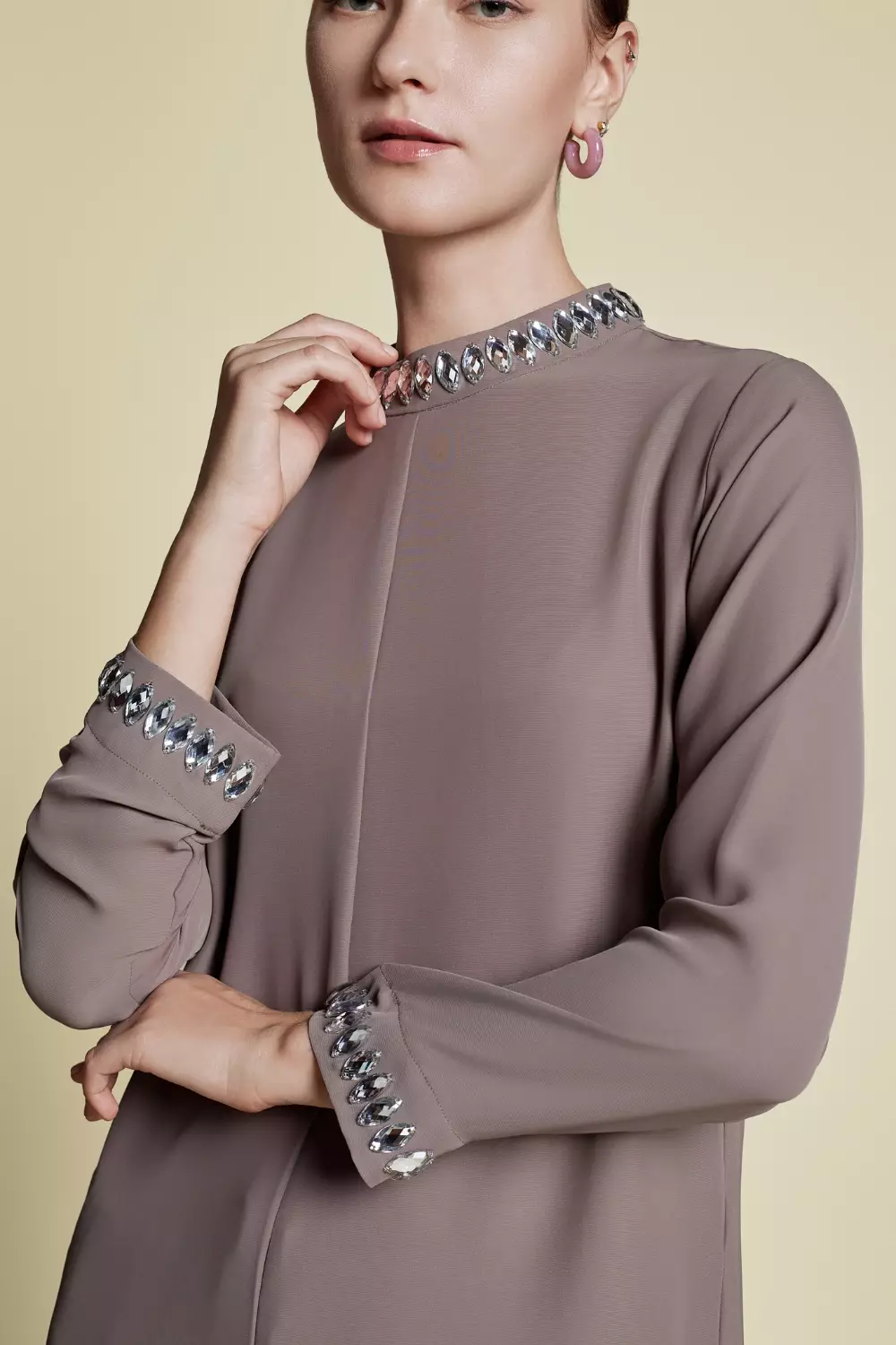 Demure Signature - Midi Coat Set in Frusan Silk Coffee Brown - SET