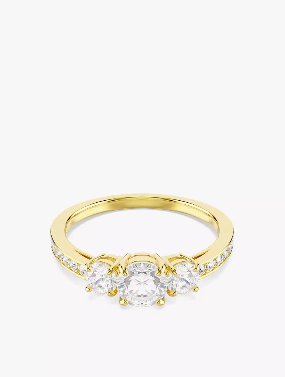 Stilla Attract ring, Round cut, White, Gold-tone plated