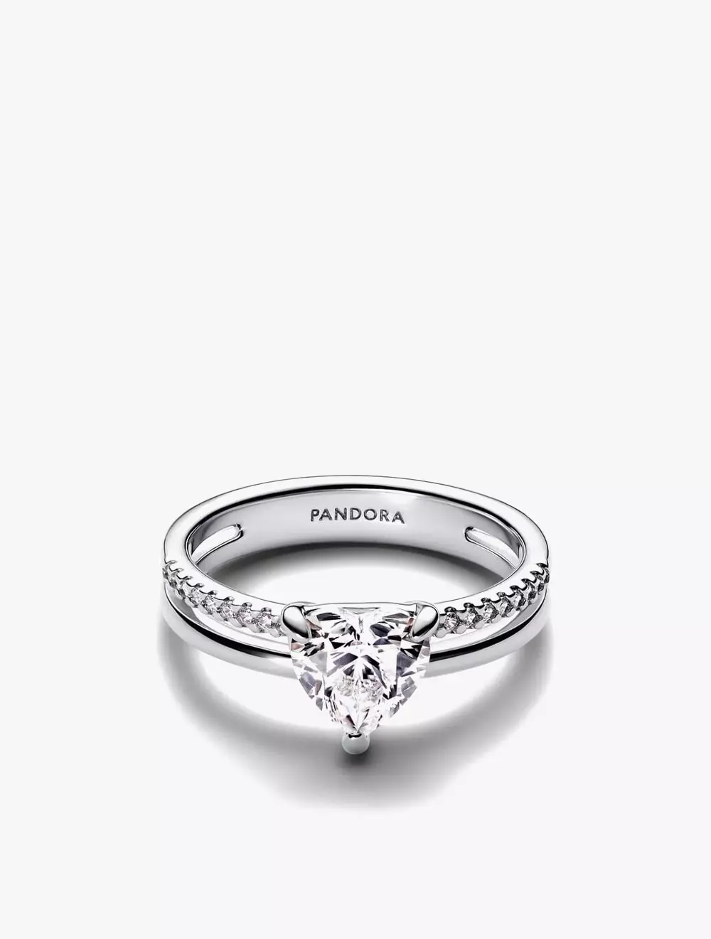 Heart sterling silver ring with clear cubic zirconia