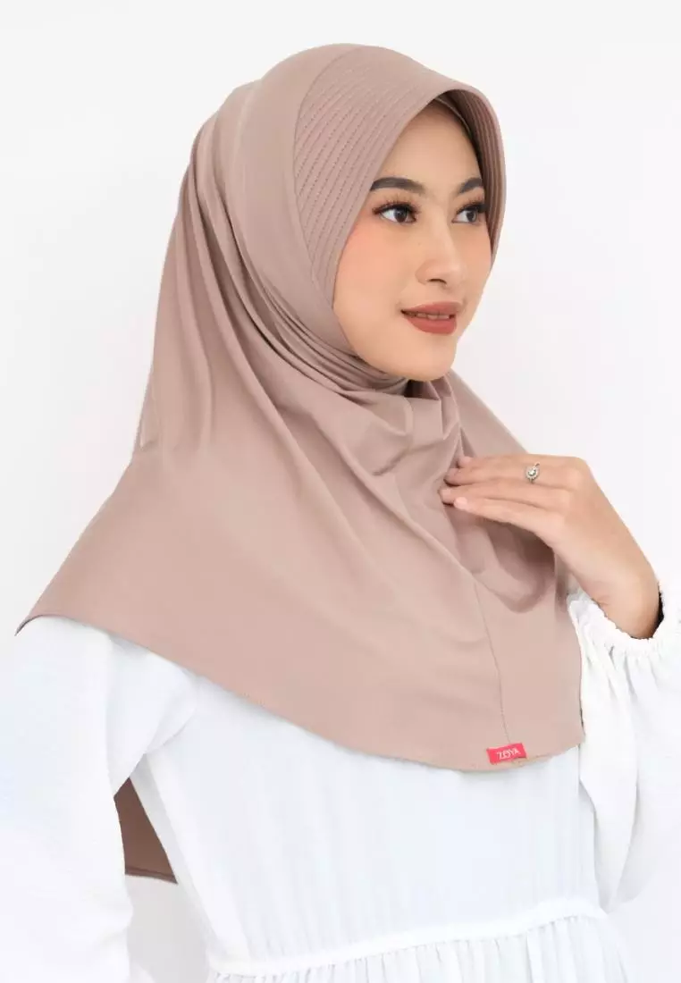 Bergo Marsha HL Casual HEIQ Coffe Latte - Kerudung Bergo Hijab Instan - Bahan Breeze Flex