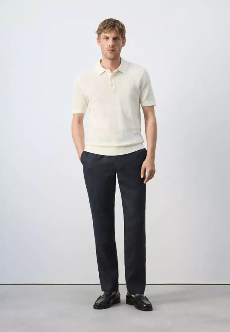 Slim-Fit 100% Linen Trousers