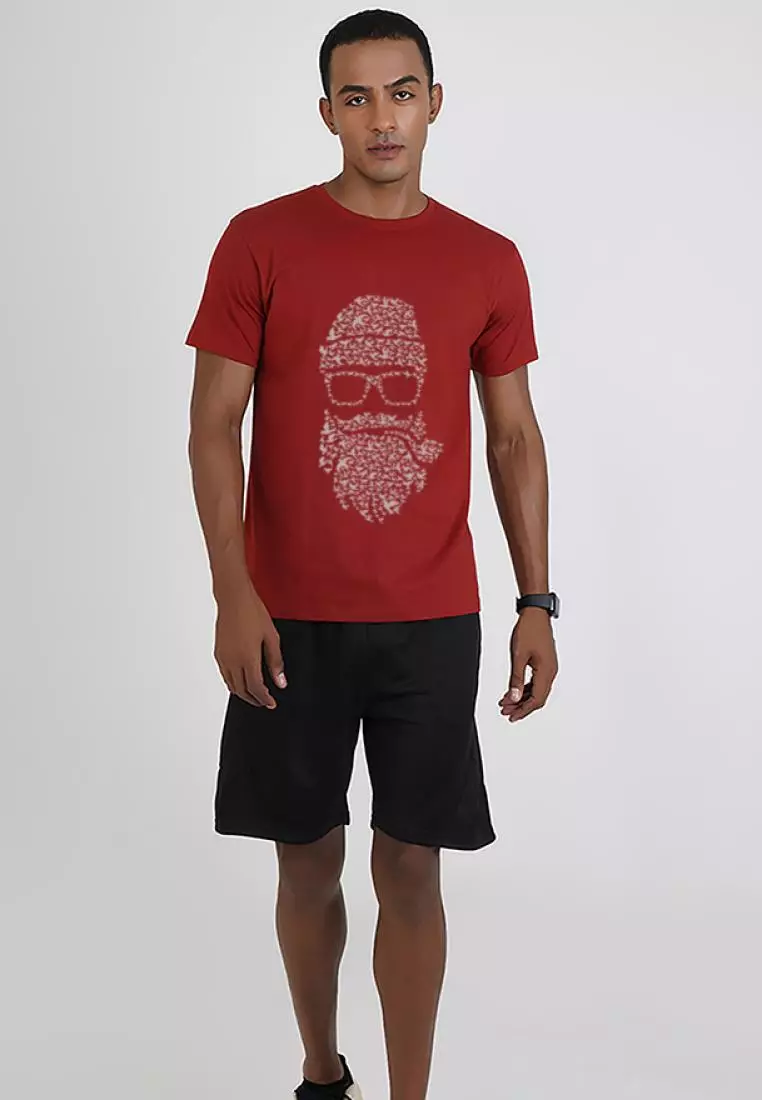 Birdbeard Short Sleeve Maroon Cotton Relaxed T-Shirt