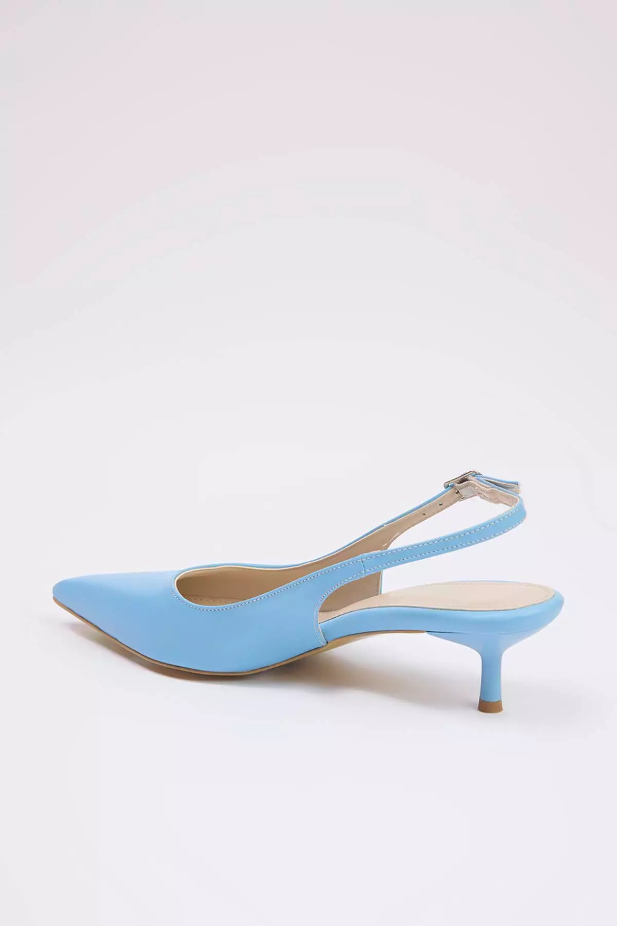 Baby Blue Patent Leather Pointed Toe Kitten Heels Women's Classic Heeled Shoes Takss25To00005