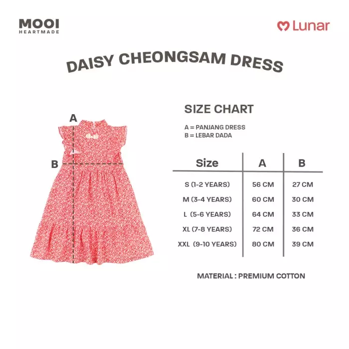 Mooi Dress Anak Perempuan Lunar Collection Daisy Cheongsam Dress - Sky Blue