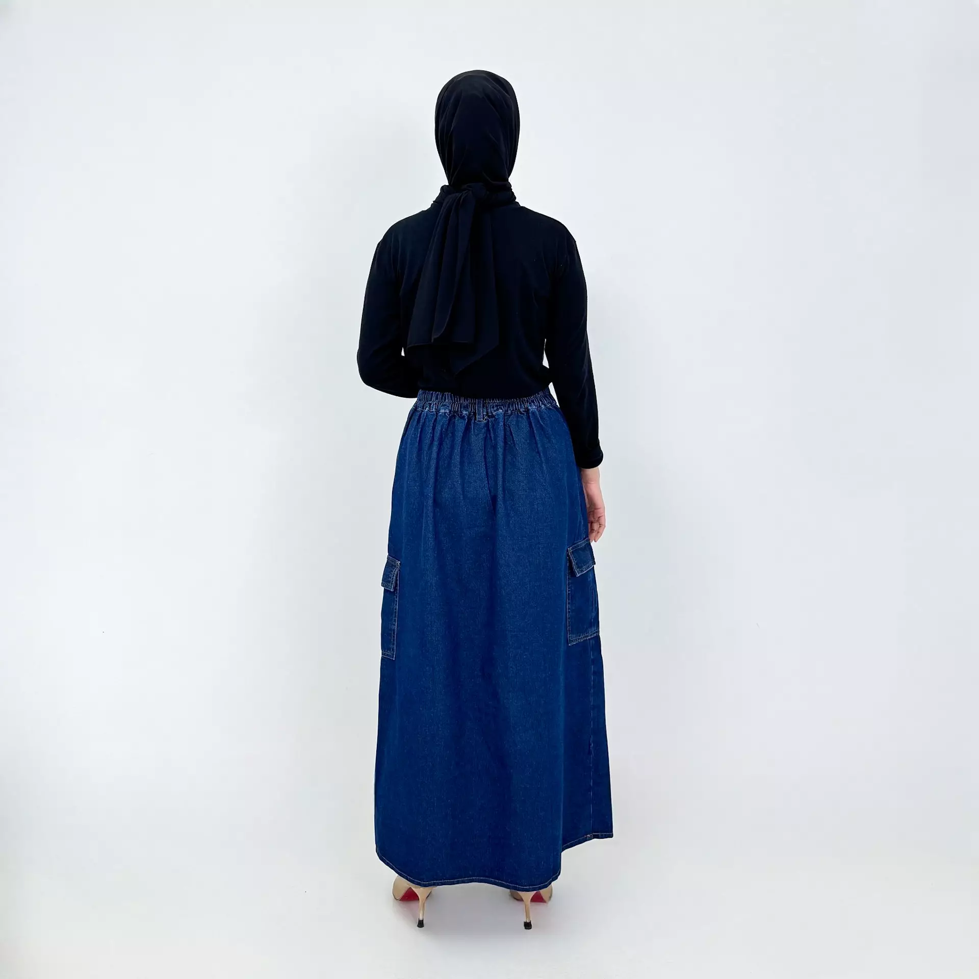 Rok Panjang Jeans Wanita LONG SKIRT DENIM CARGO BASIC