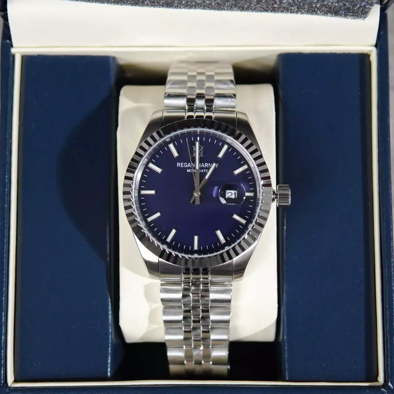 Jam Tangan REGAN HARNEY RH 012-02 MONODATE DARK NAVY STAINLESS STEEL WATCH 100% ORIGINAL - OS