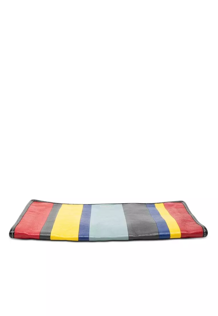 Pre-Loved Balenciaga Lambskin Striped Bazar Clutch