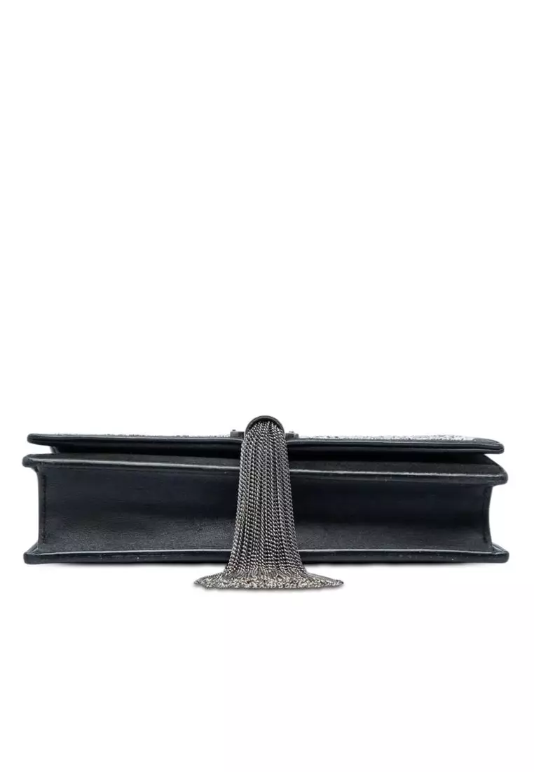 Pre-Loved Saint Laurent Beaded Suede Monogram Kate Tassel Wallet On Chain
