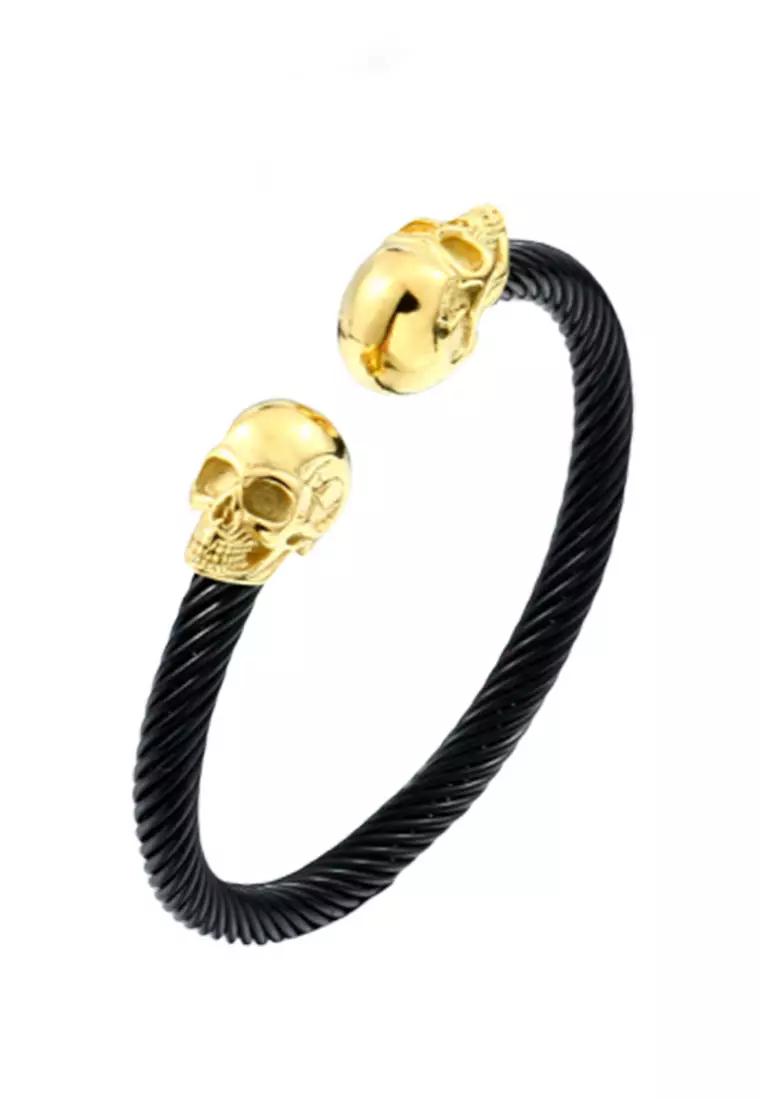 Mens gold skull on sale bracelet