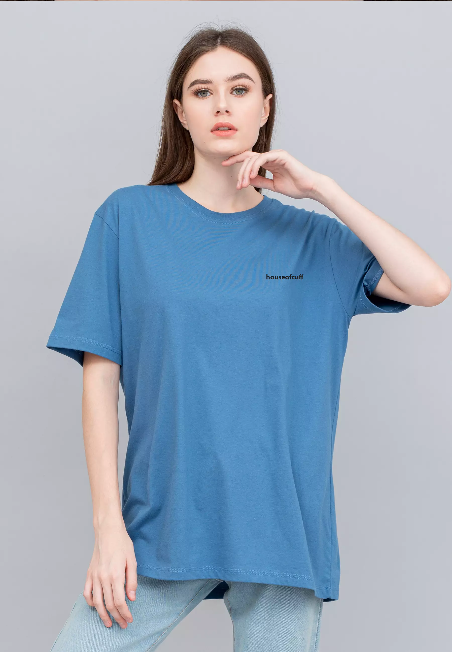 Houseofcuff T-shirt Kaos Polos Pendek Steel Blue Wanita Size S-4XL