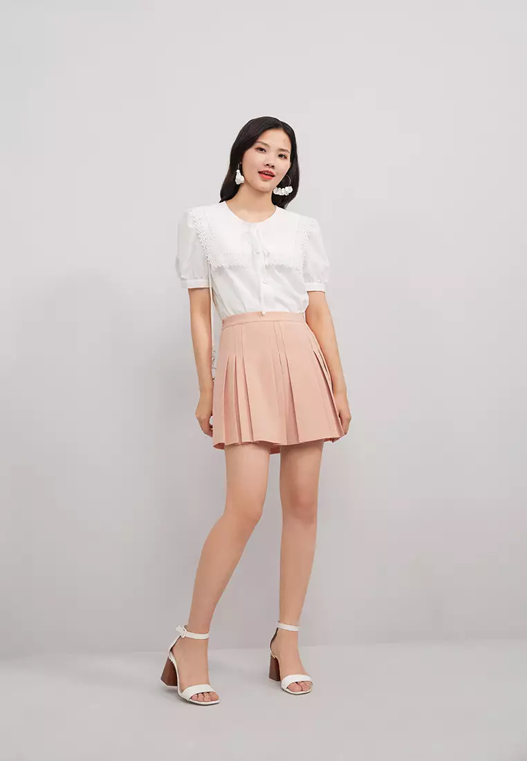 Irregular Pleat Mini Skirt