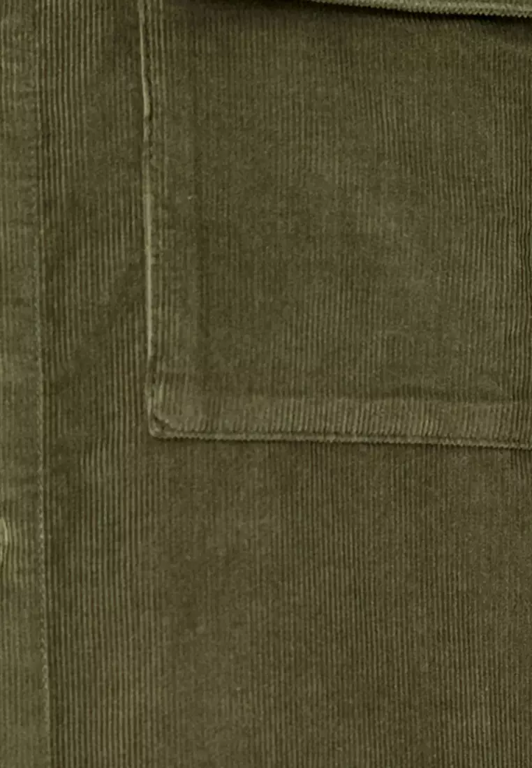 Buttoned Corduroy Jacket With Flap Pocket Detail