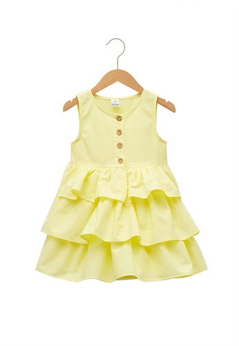 LC Waikiki yellow Crew Neck Basic Cotton Baby Girl Dress 09DFEKA557F309GS_1