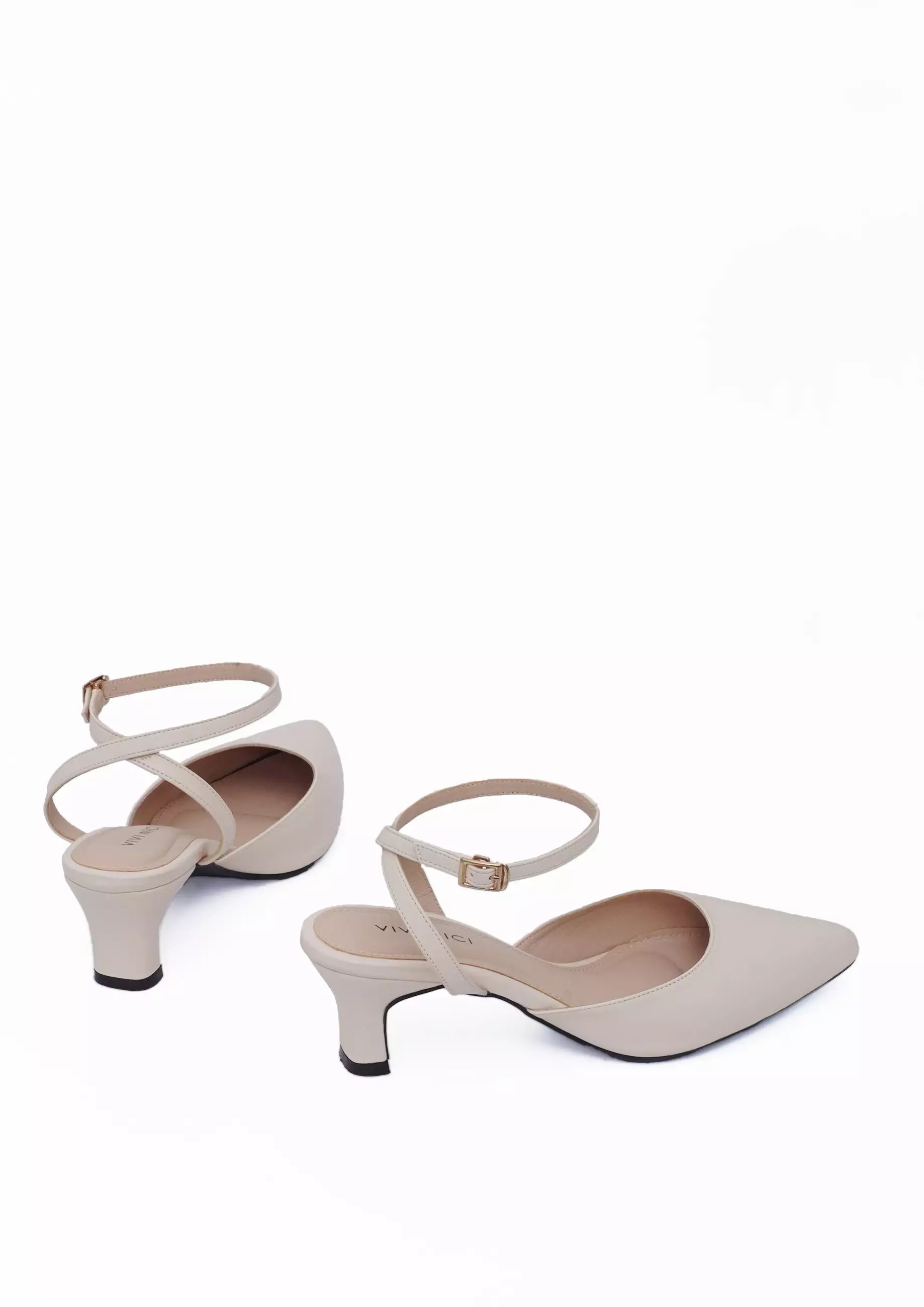 VIVI NICI - Questa Sepatu Sandal Mules Hak 5 Cm Cannoli Cream