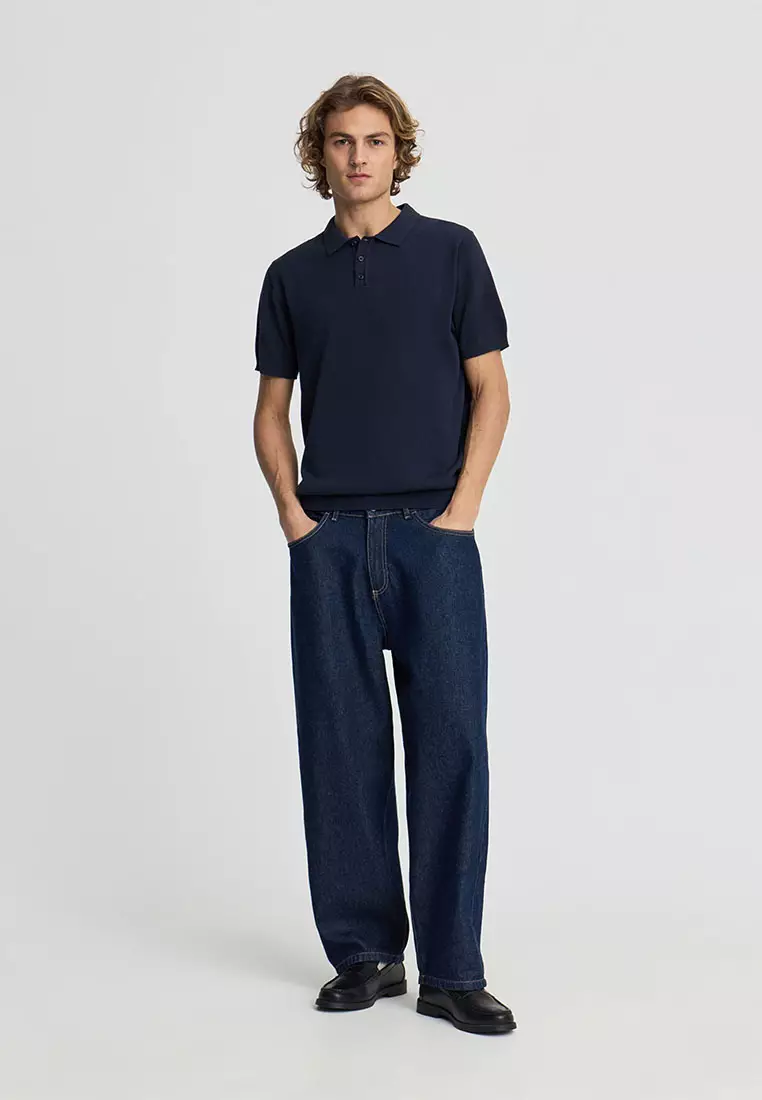 Men's Knitted Short Sleeved Polo Shirt