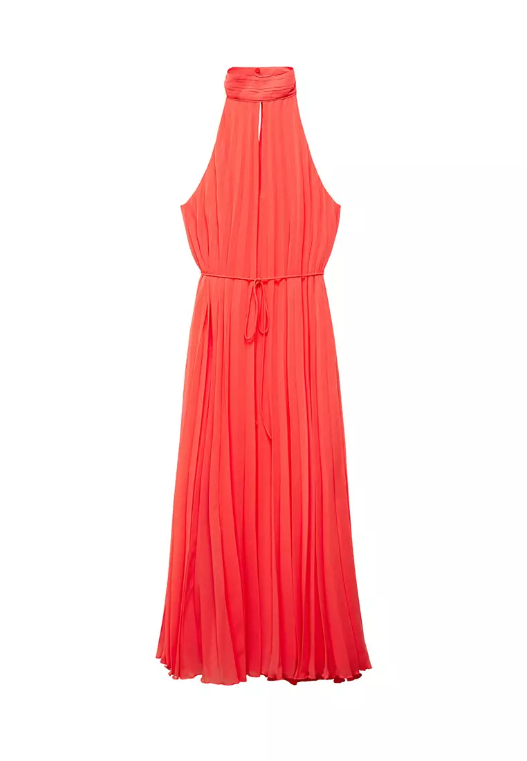 Jual Mango Pleated Halter Neck Dress Original 2024 | ZALORA Indonesia