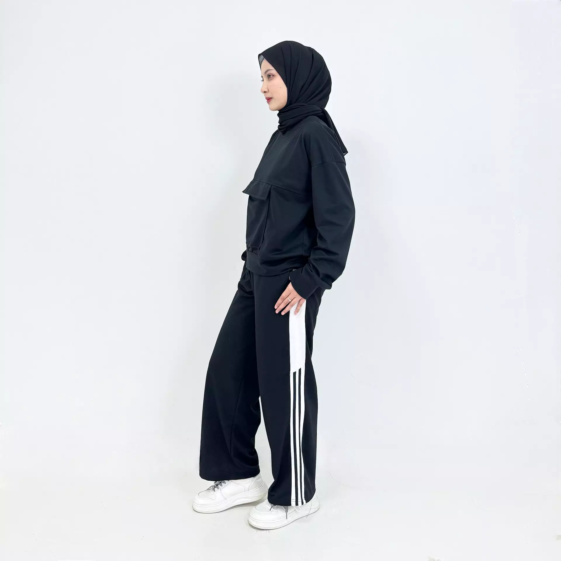 Tafita Set Sporty HITAM Setelan Training Olahraga Sweater Longpants