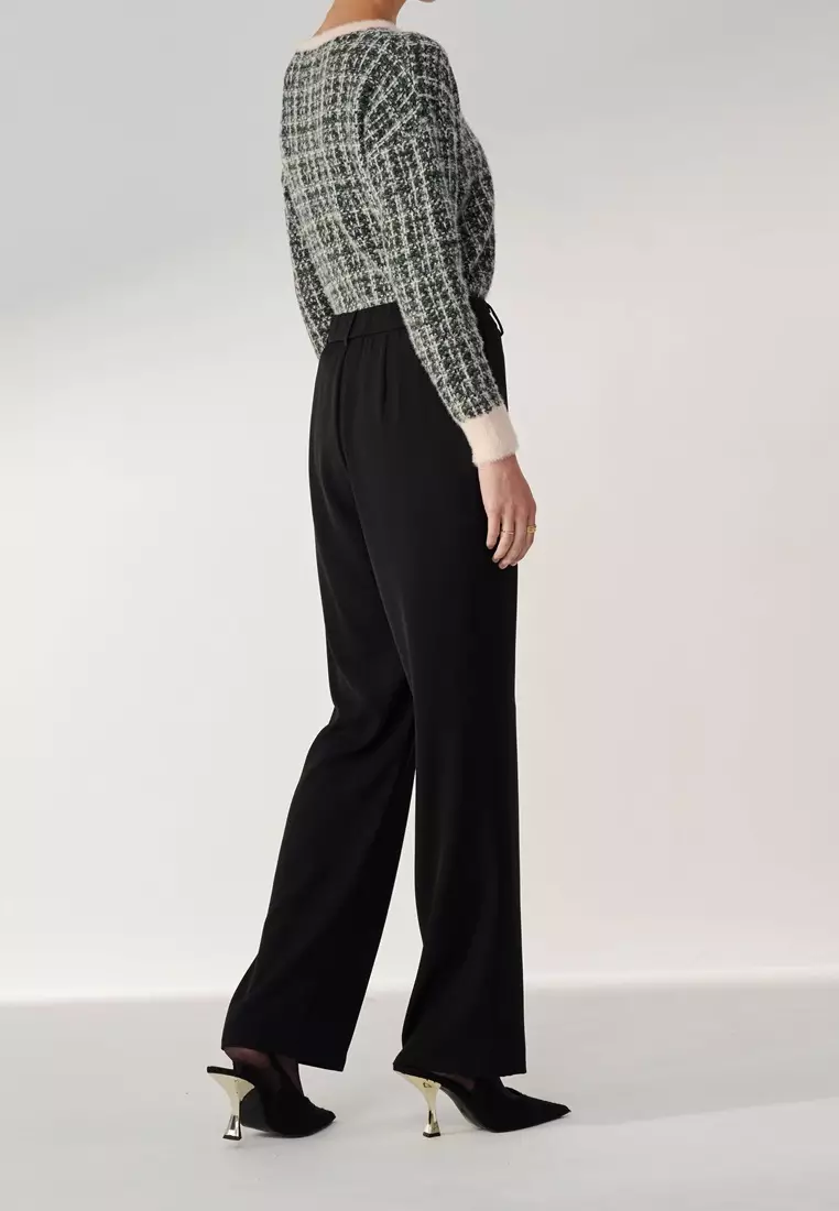 黑鬆緊帶直筒寬褲