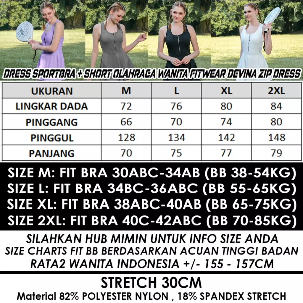 Fitwear - Dress With Sportbra & Inner Olahraga Wanita DEVINA TENNIS DRESS ZIP - LILAC