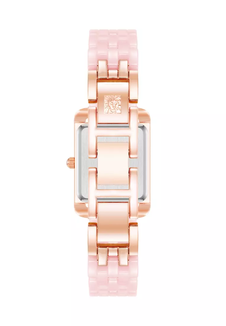 Anne Klein  AK5022RGPK0000 Rose Gold Tone Rectangle Watch with Blush Mother of Pearl Dial