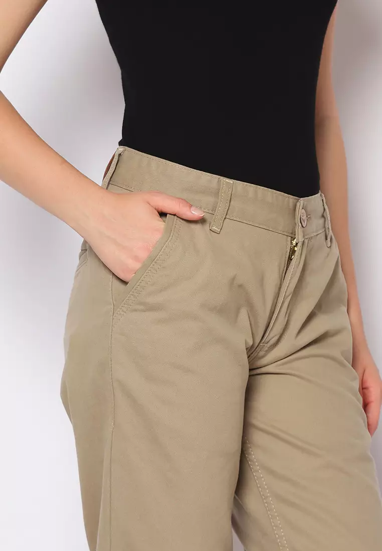 Twill Celana Panjang Wanita Slim Fit Cheerful Khaki 222507