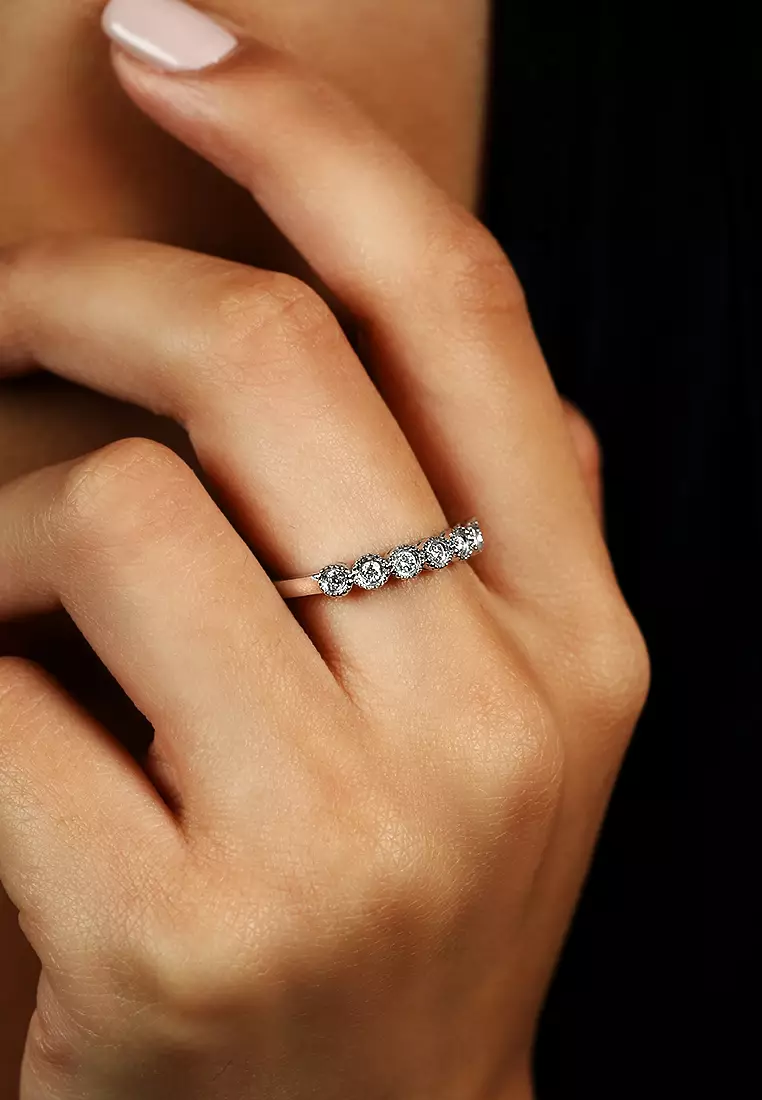 Bezel Set Lab Grown Diamond Half-Eternity Band in 18K White Gold