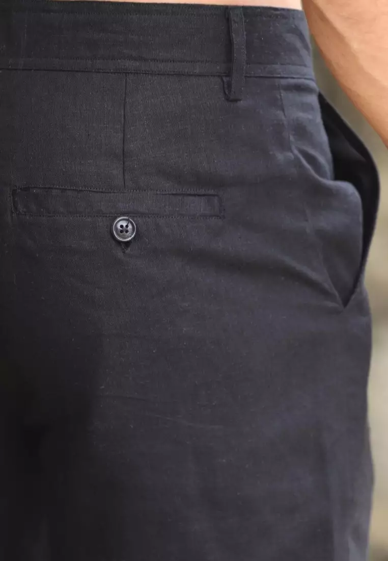 Daytona Celana Pendek Linen Pria Hitam | Linen Short Pants Men Black