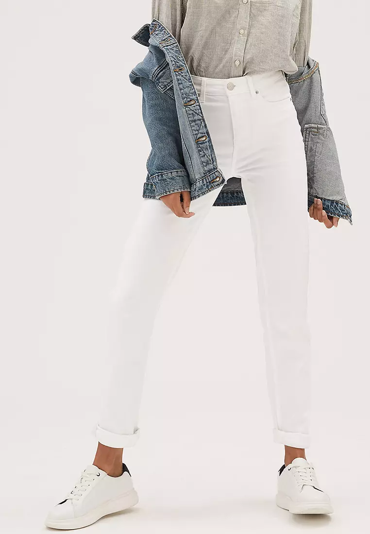 Jeans Donna Marks & Spencer Sienna A Gamba Dritta, Mix Cotone Con Elastan, Chiusura Con Bottone E Cerniera, Lavabile In Lavatrice