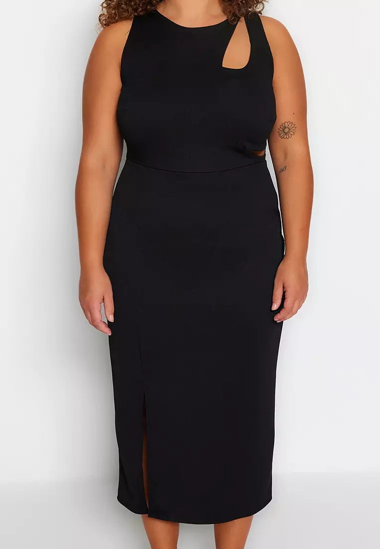 Buy Trendyol Plus Size Fitted Cut Out Slit Midi Dress 2025 Online