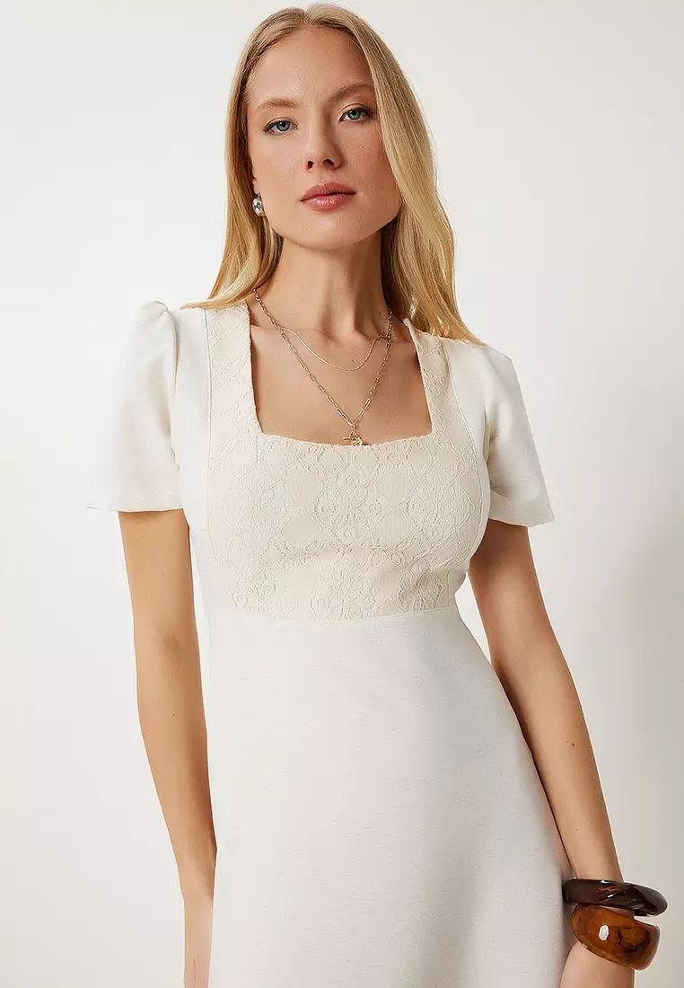 Linen Look Lace Knitted Dress