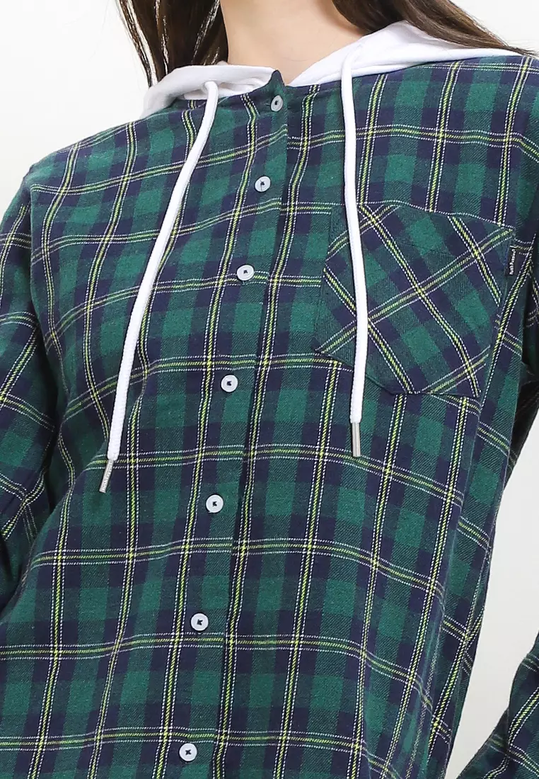 90S Hlola Flannel Shirt With Hoodie