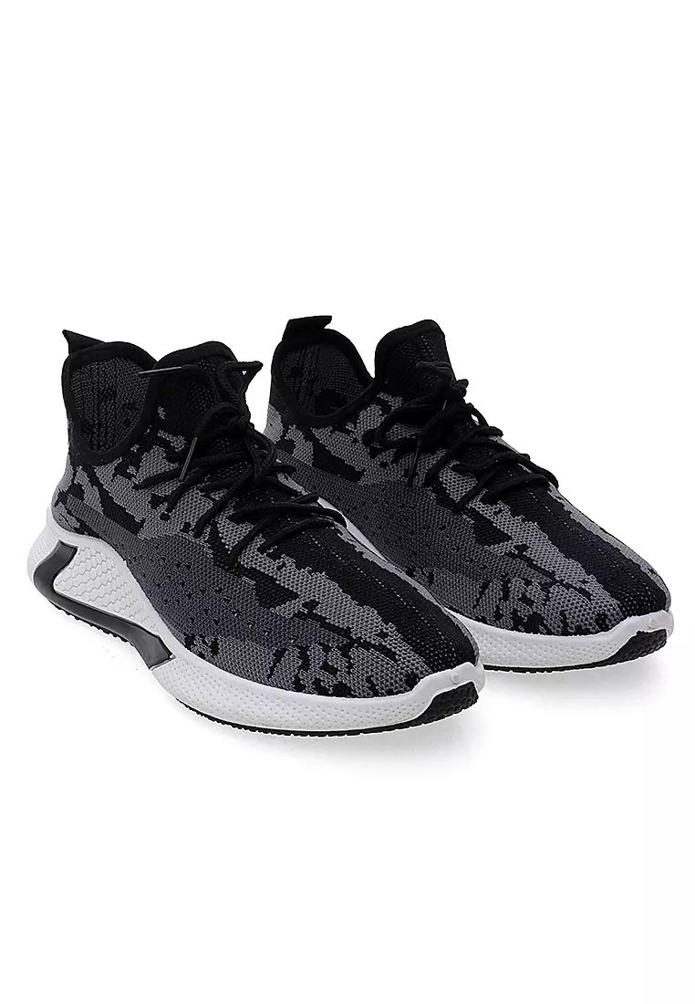 Chayton Sepatu Olahraga Pria Sneakers Abstract Motive Casual Sport Shoes Material Flyknit Mesh ORIGINAL - Black