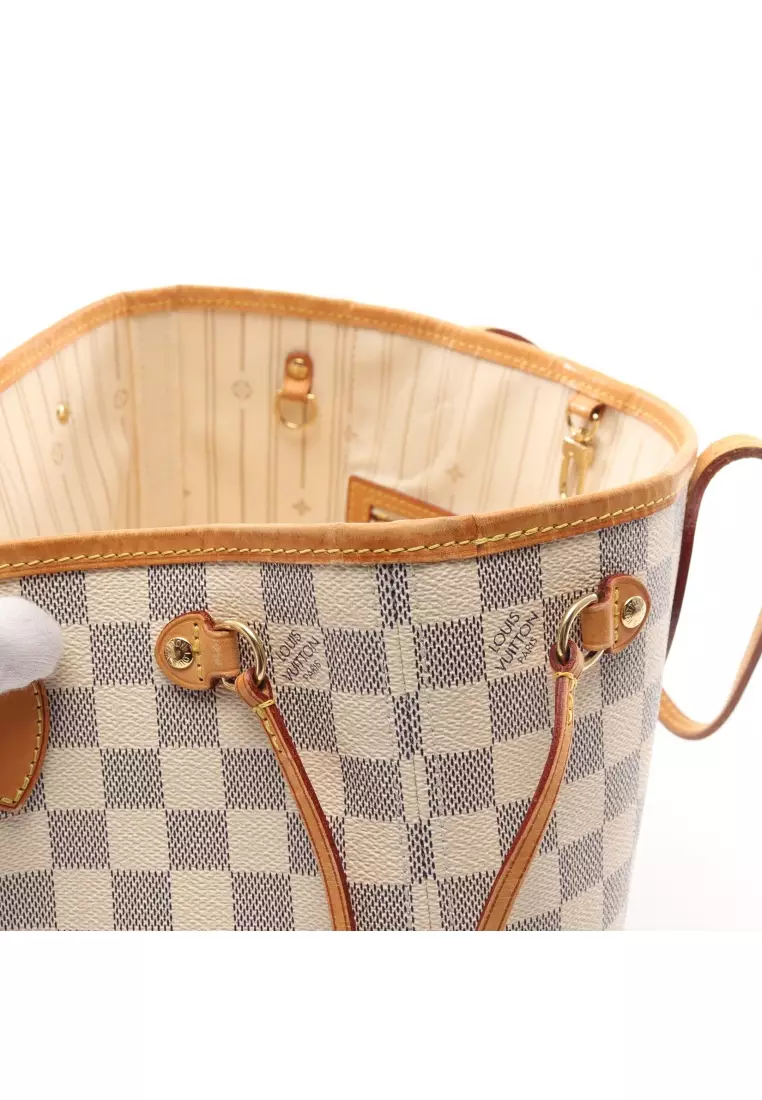 White Louis Vuitton Damier Azur Neverfull PM Tote Bag