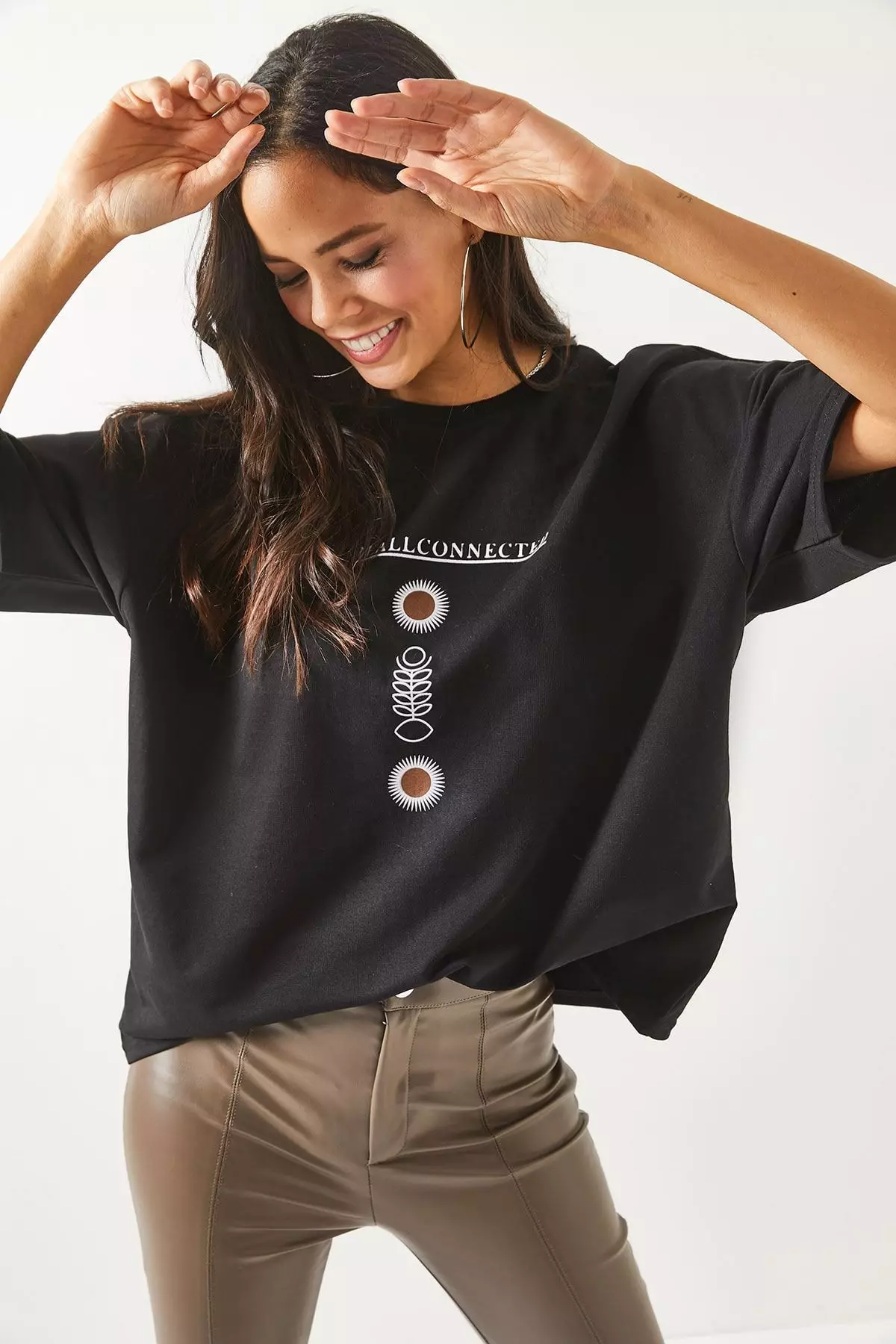 Symbol Front Back Printed 2 Thread Unisex Oversize T-Shirt