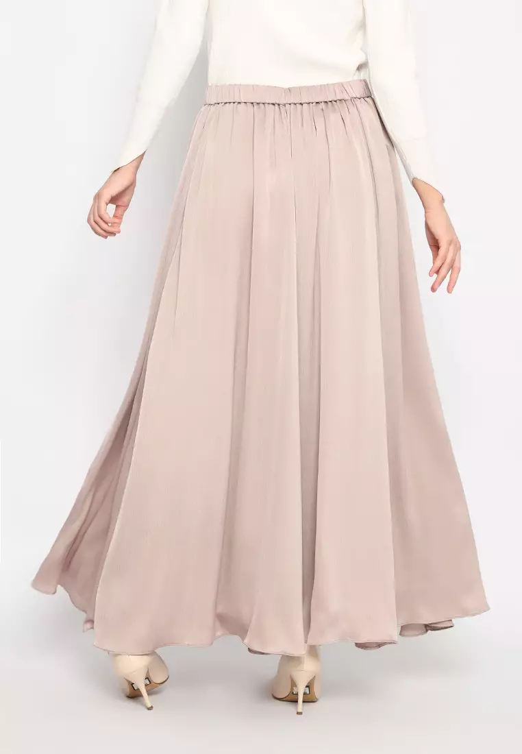 Jual Brilliant Girl Long Flowy Skirt Maxi Cream By Brilliant Girl