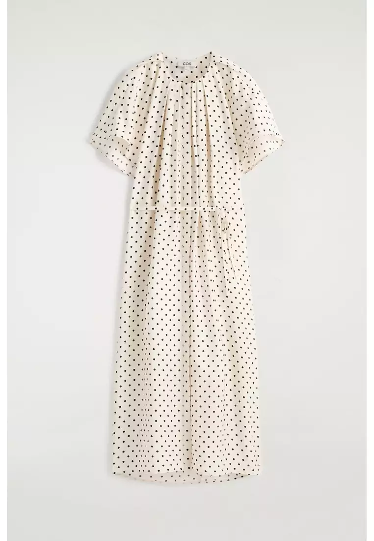 PLEATED BELTED MIDI DRESS