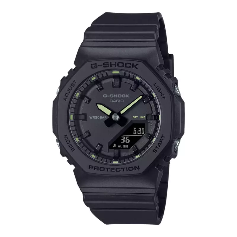 Jam Tangan Wanita Casio G-Shock GMA-P2100SA-1A2DR Ladies CasiOak All Black Digital Dial Black Resin Band