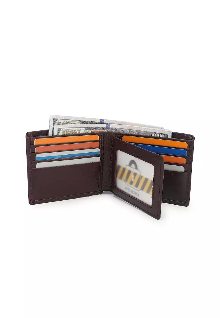 Gift Set - Genuine Leather RFID Wallet + 40mm Automatic Belt - Brown / Black