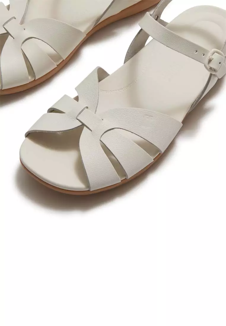 FitFlop SOLAY Waterproof-Leather Woven Back-Strap Sandals - Cream (A5Z-477)