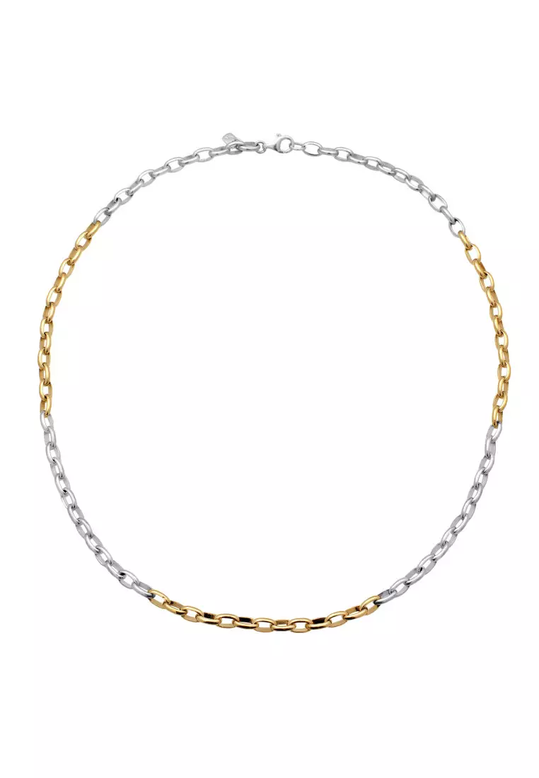 EXCLUSIVE Kalung Perhiasan Perak 925 Pria Round Chain Bicolor